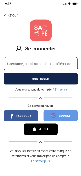 SAPÉ App - Se connecter